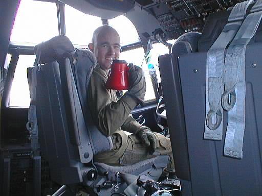 In cockpit of Hercules with some Slaphead!!