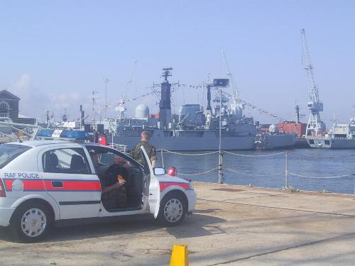 RAF Police on Portsmouth docks